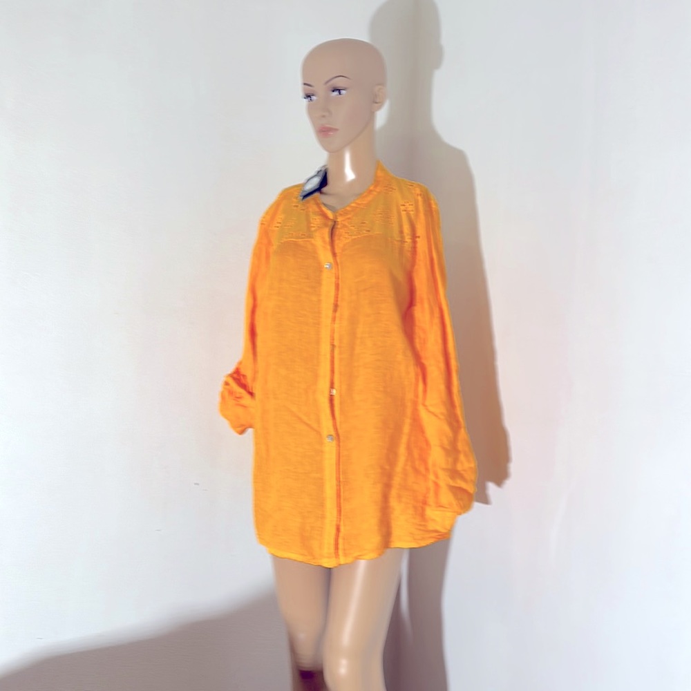 linen yellow blouse